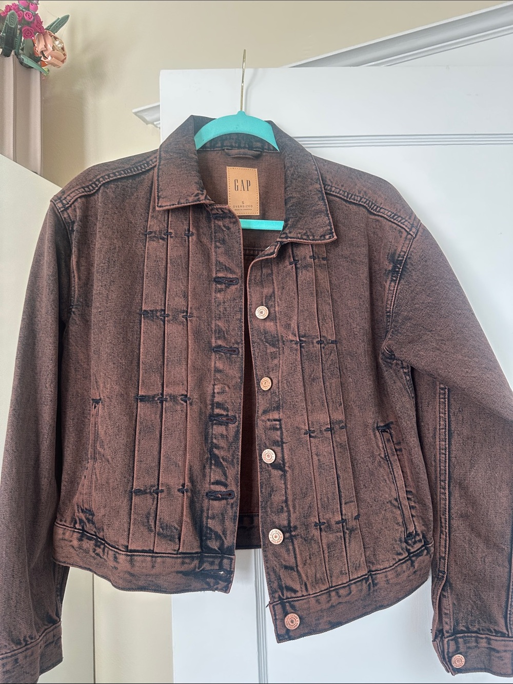 GAP Women's Distressed Brown Denim Jacket